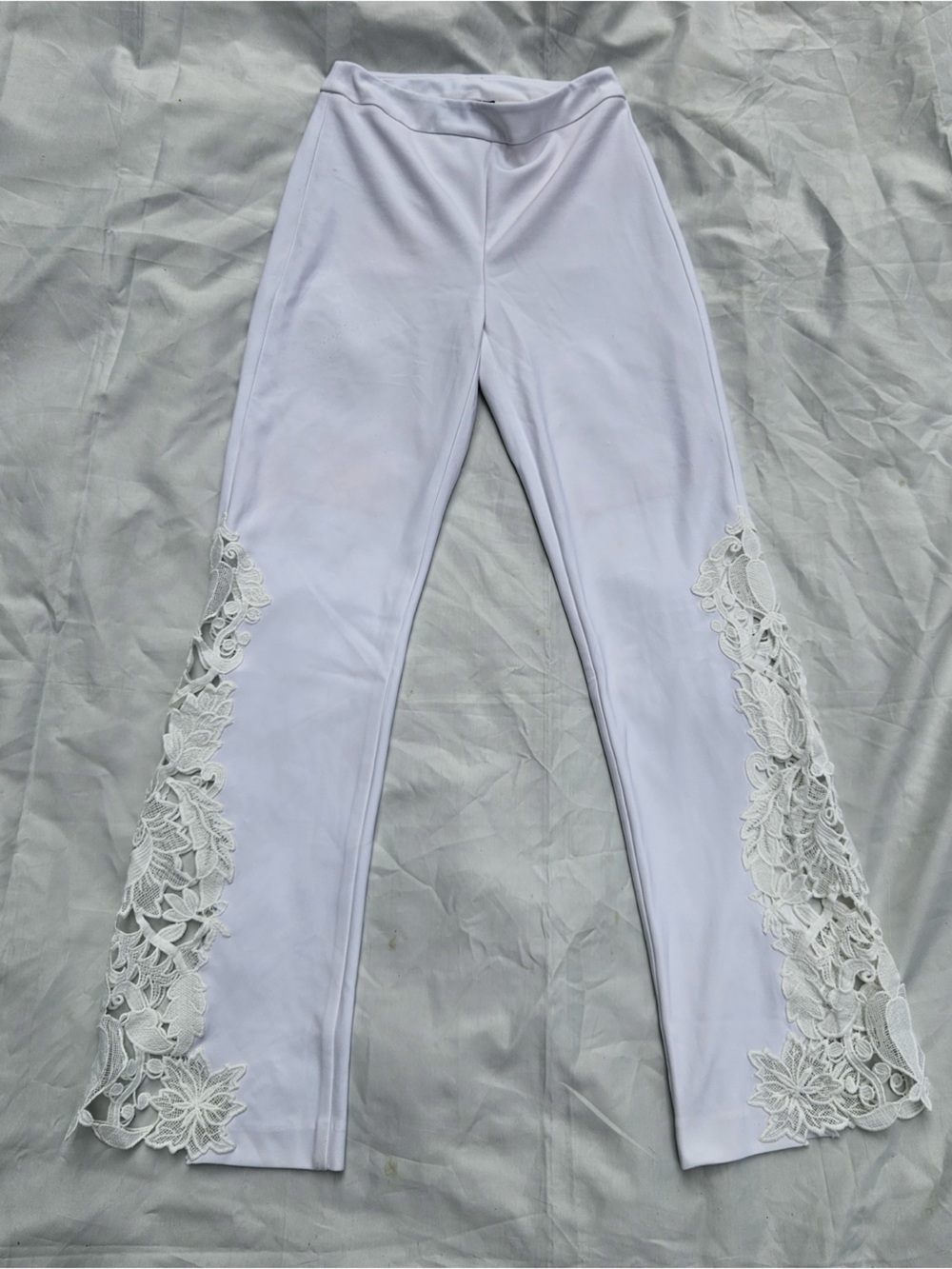 White Lace-Trim Pants 'Bridal'